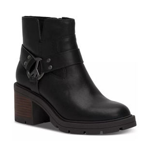Lucky Brand Soxton Lug Sole Peace Sign Buckle Engineer Booties in Black‎ Size 10